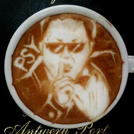 psy dessiné en latte art