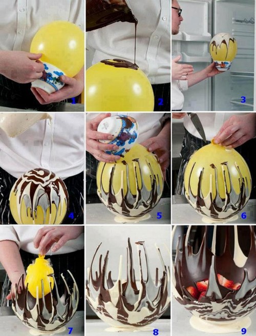 structure chocolat faite avec un ballon